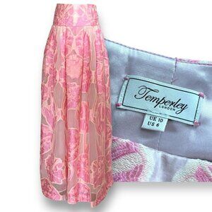 Temperley London Womens Maxi Skirt Sz S 6 Pink Floral 2014 Collection Fairycore